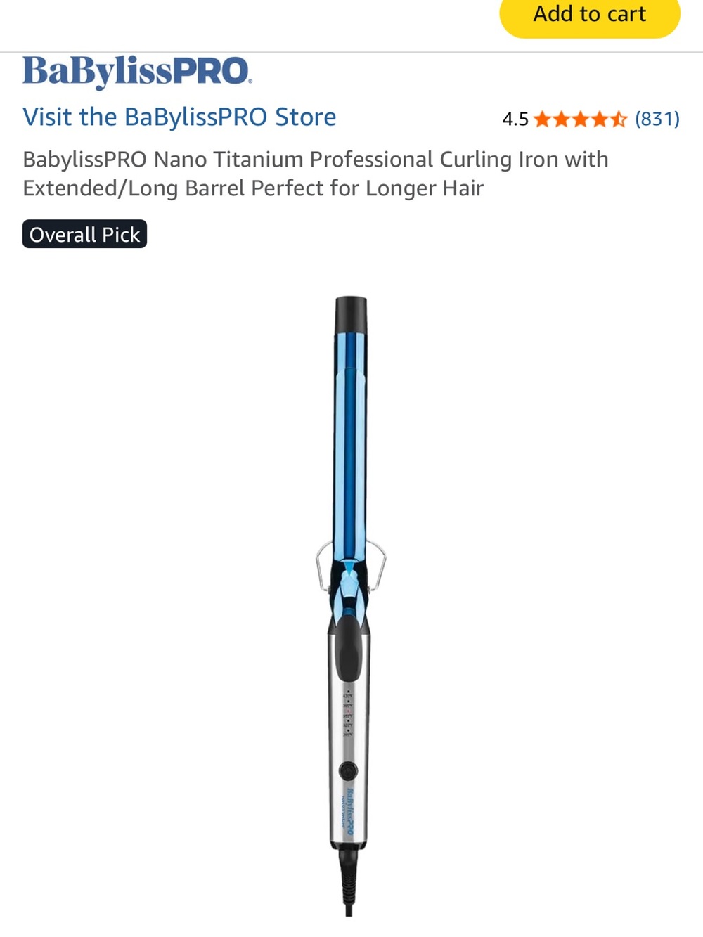 BaBylissPRO Nano Titanium 1" Curling Iron - Blue